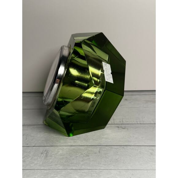 Green Cut Glass Desk Clock - Picture 3 of 4
